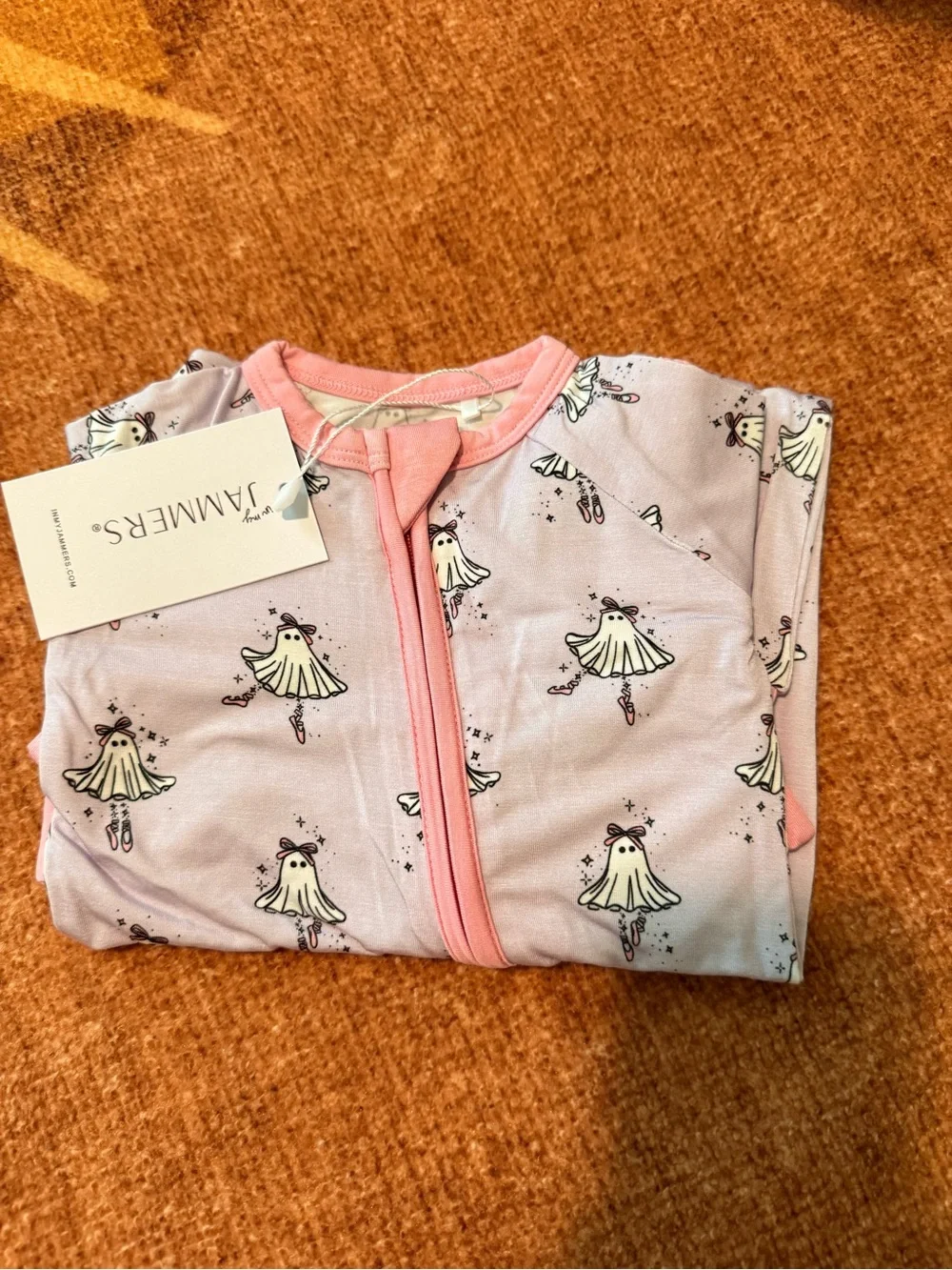 In My Jammers Purple Ballerina Ghost Zipper Romper 0-3 Months NWT